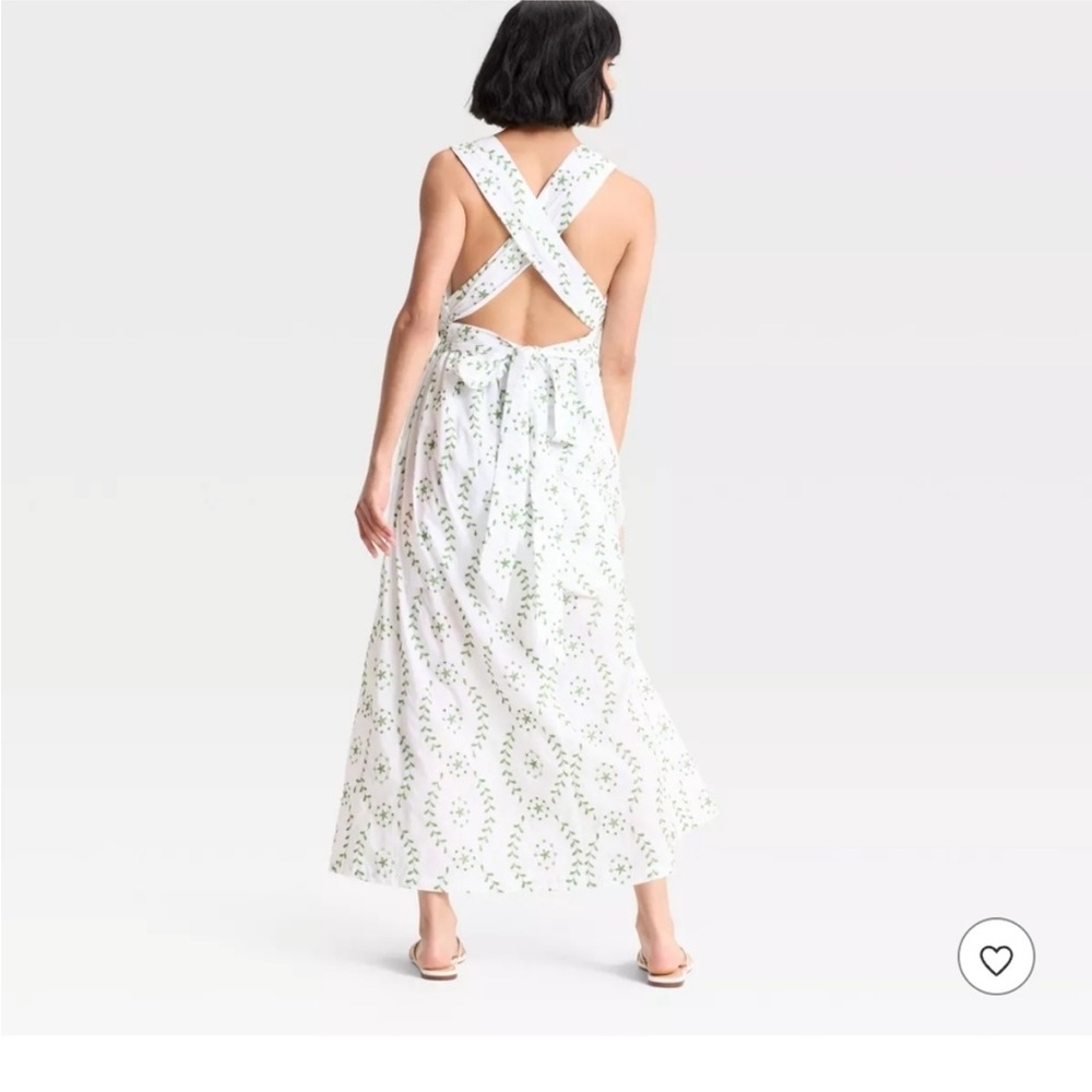 Target White and Green Floral Maxi Dress